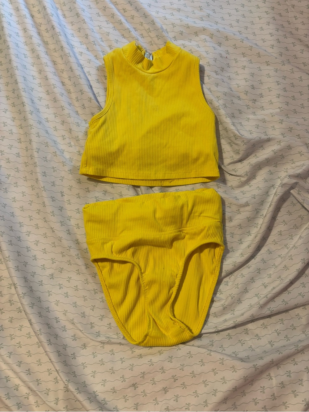 Kids Yellow Ribbed Matching Set by Tiger Friday